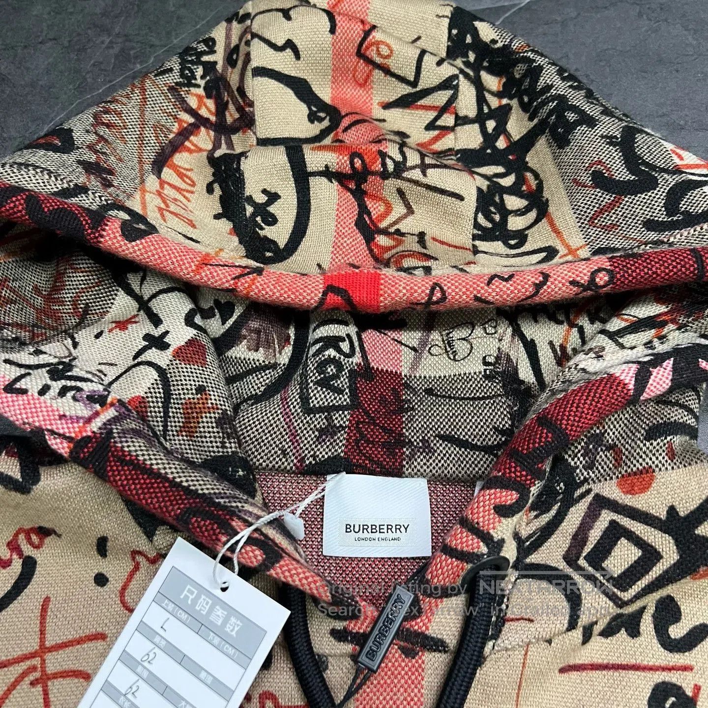 Burberry Burberry Graffiti Check Wool Knit Hoodie| Size US L / EU 52-54 / 3 - 5 Thumbnail