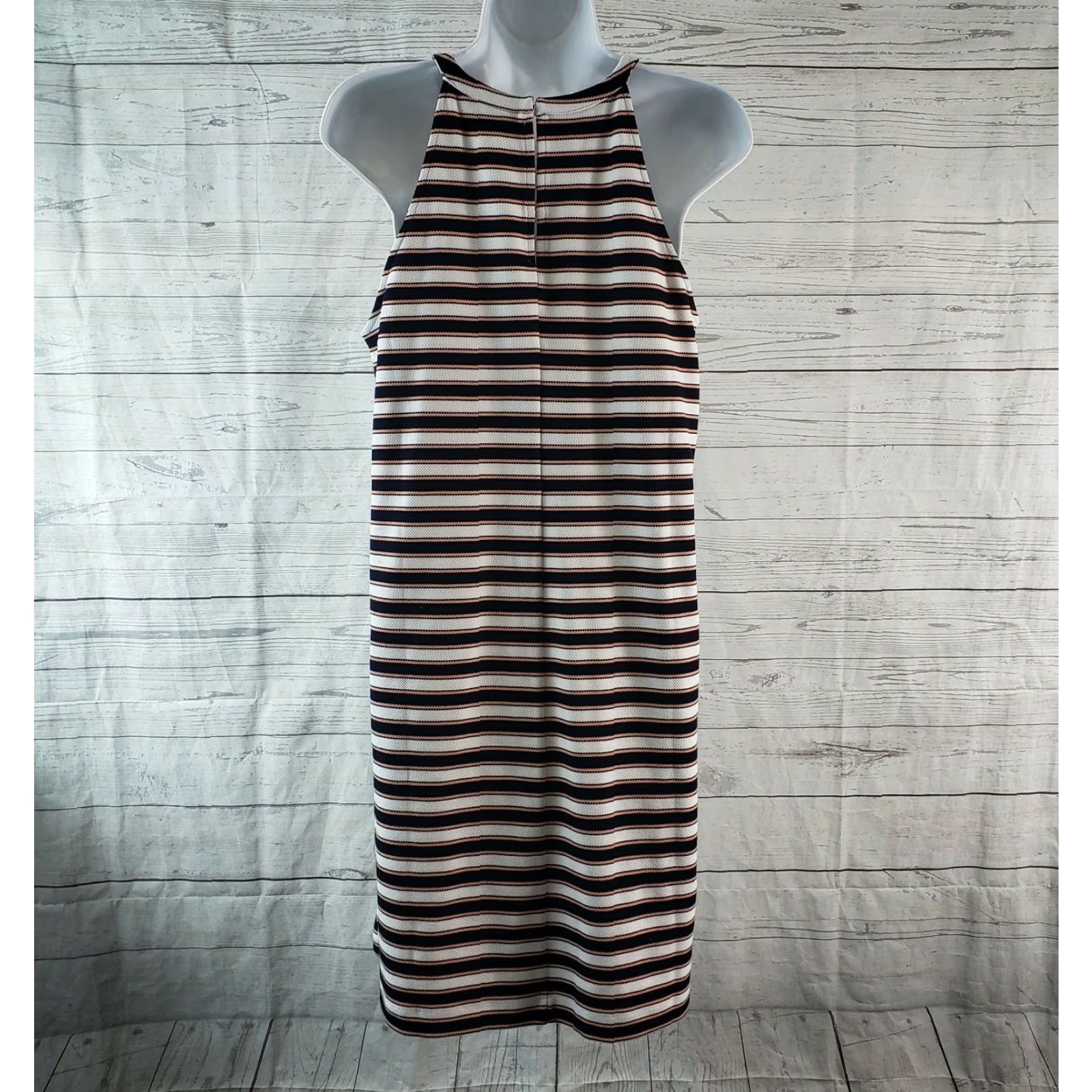 Ann Taylor Ann Taylor Dress Womens Sz 8 Pink Blue Striped Sleeveless Rayon Blend Size M / US 6-8 / IT 42-44 - 4 Thumbnail