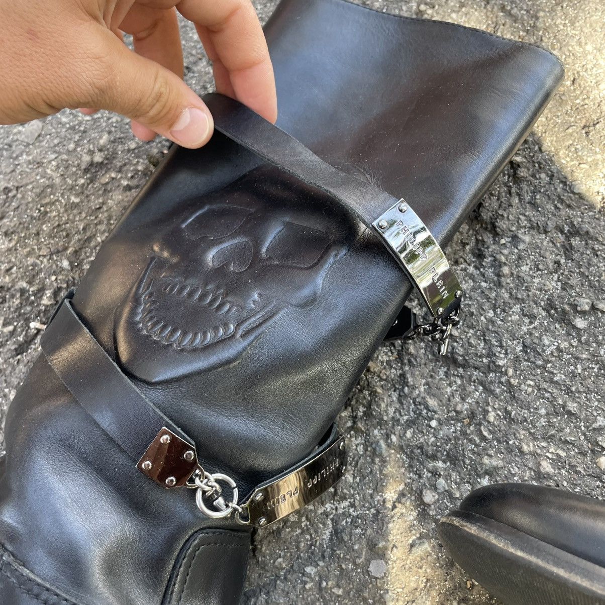 Philipp Plein Philipp Plein boots leather shoes Wellington bones scull mot Size US 5.5 / IT 35.5 - 2 Thumbnail