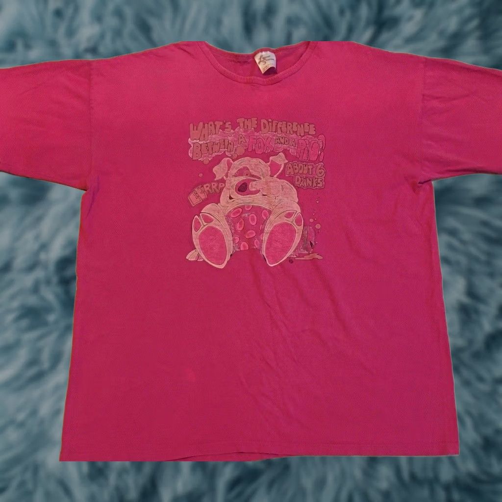 Vintage VINTAGE 80s USA Funny Joke Animal Shirt Pink One Size Adult Beer Bar Sleeping Drunk Pig 70s Size US M / EU 48-50 / 2 - 1 Thumbnail