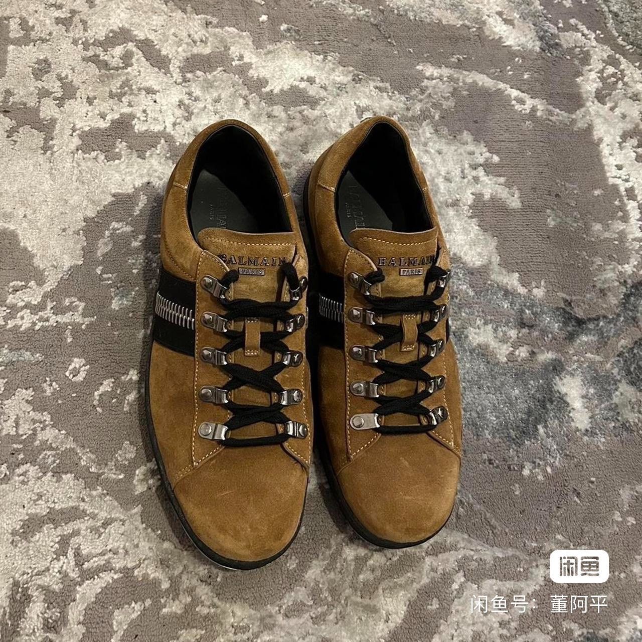 Band Tees BALMAIN brown low-top sneakers shoe size 7/41 Size US 8 / EU 41 - 3 Thumbnail