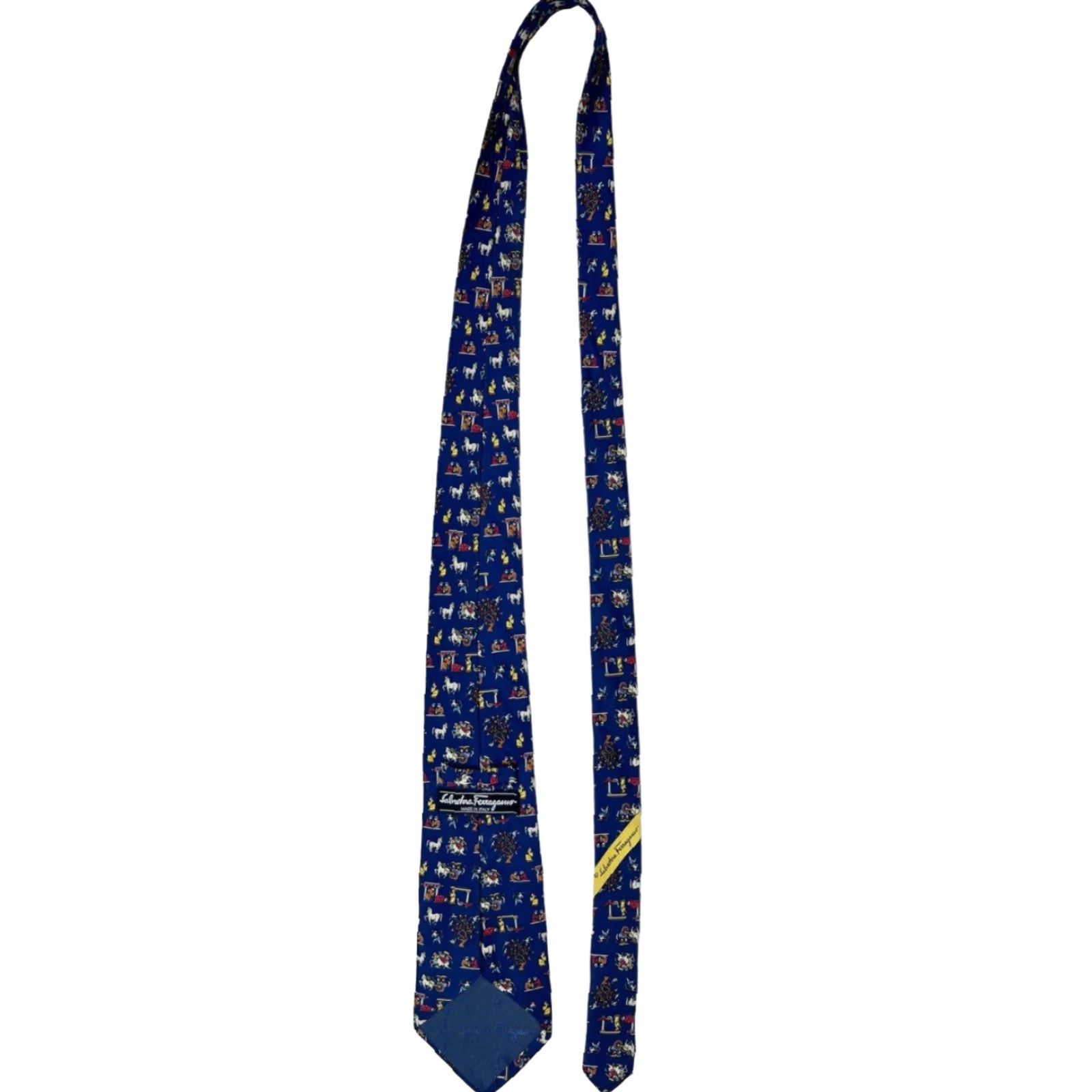 Salvatore Ferragamo SALVATORE FERRAGAMO Tie Persian Medieval Novelty Blue Silk Italy Necktie Size ONE SIZE - 3 Thumbnail