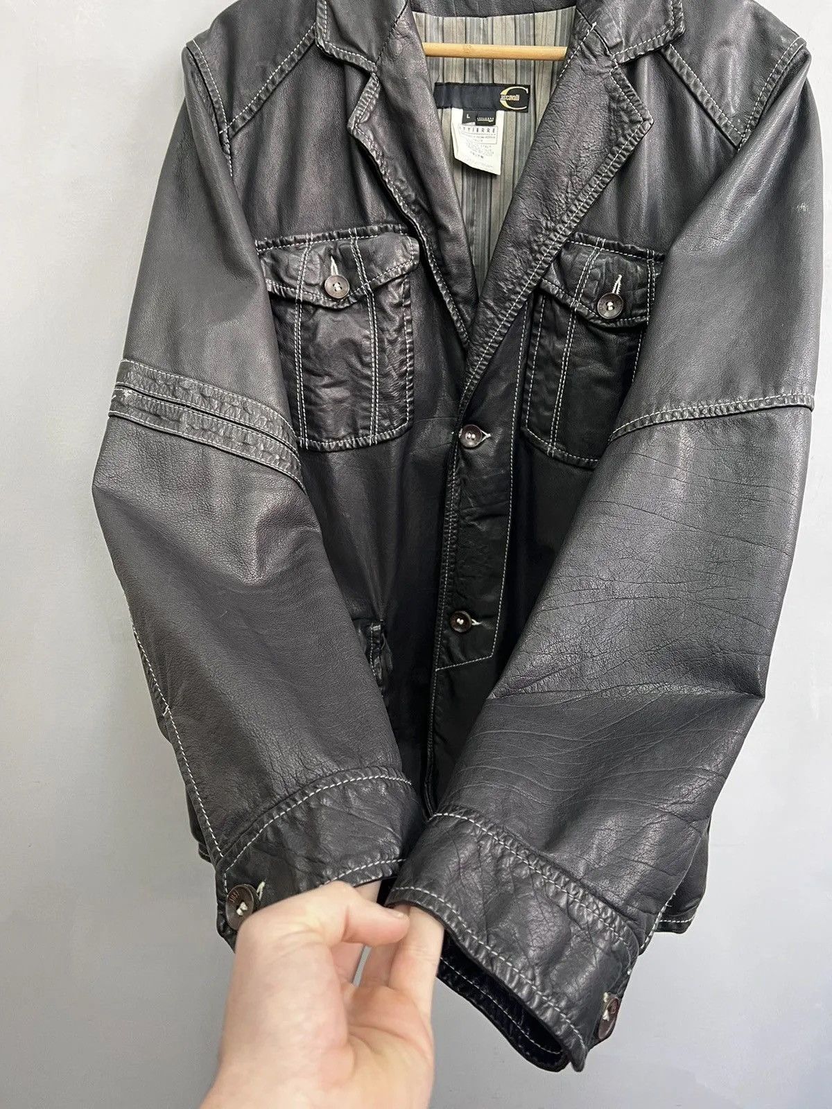 Roberto Cavalli Stitching Roberto Cavalli leather avant garde jacket blazer Size US L / EU 52-54 / 3 - 9 Thumbnail