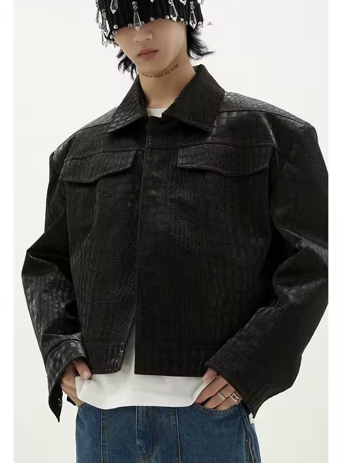 Other Short Streetwear PU Leather Crocodile Jacket Size US XL / EU 56 / 4 - 1 Thumbnail
