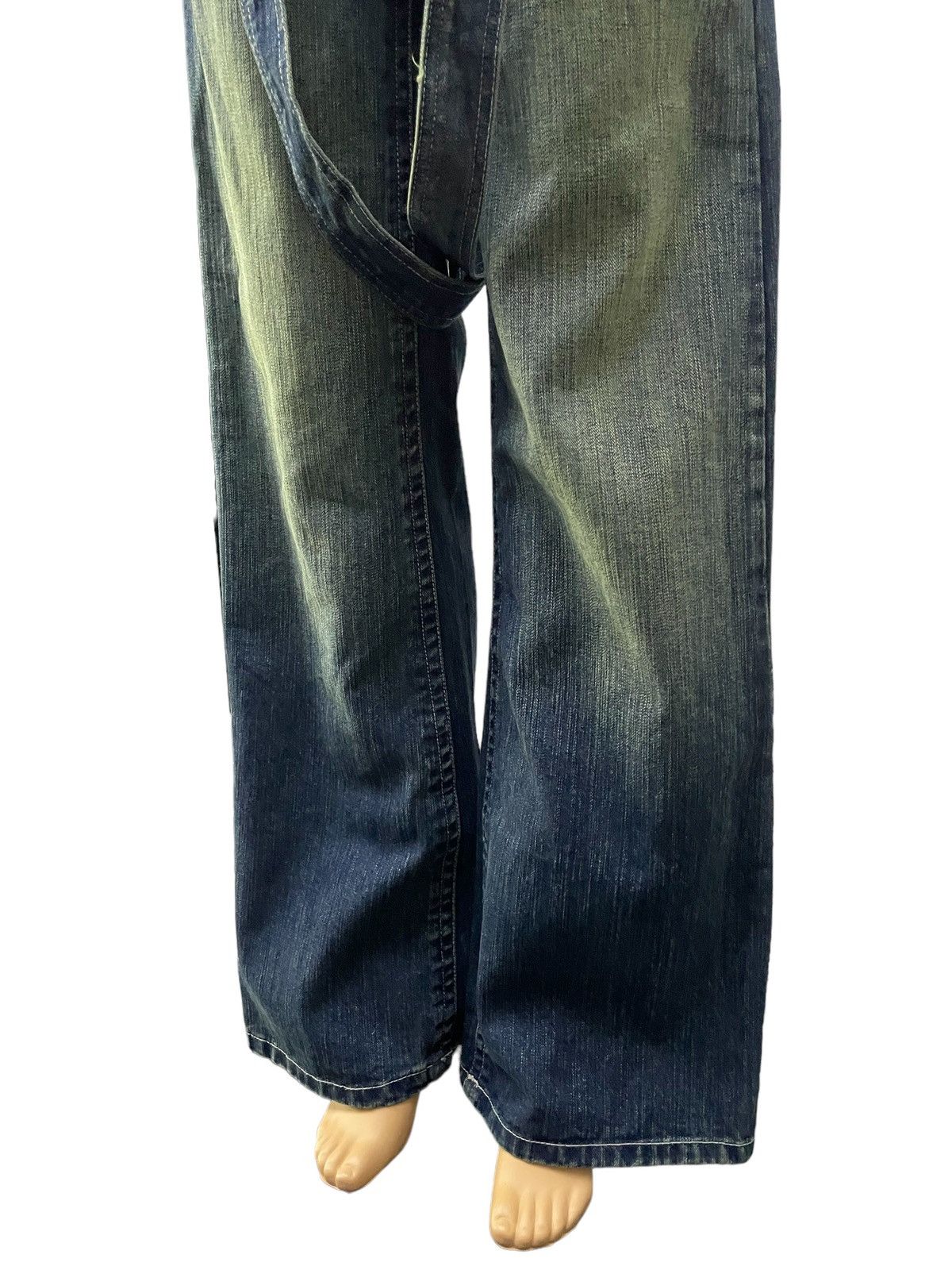 If Six Was Nine × Le Grande Bleu (L.G.B.) Spica Japan Mud Mooss Flared Wide Parachute Suspender Jeans Size US 30 / EU 46 - 5 Thumbnail