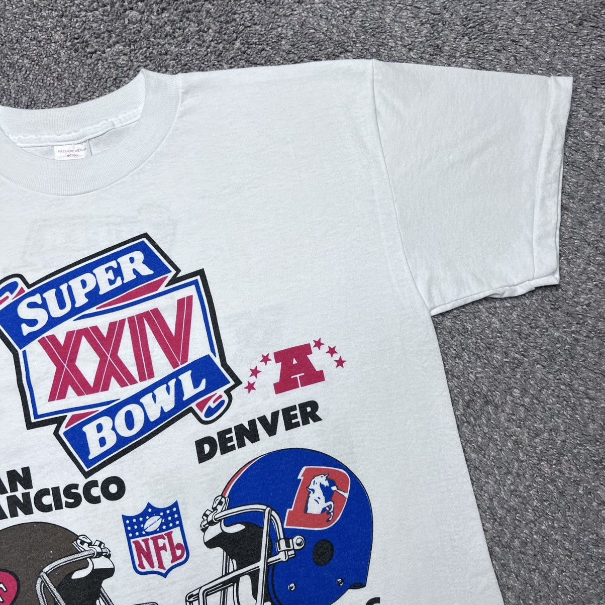 NFL Vtg 1990 NFL Super Bowl 49ers Broncos Championship T-Shirt Size US L / EU 52-54 / 3 - 5 Thumbnail