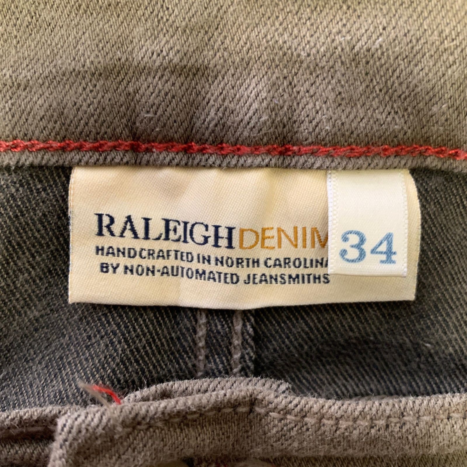 Raleigh Denim RALEIGH Size 34 Green Olive Cotton Blend Slim Fit Jeans Size US 34 / EU 50 - 3 Thumbnail