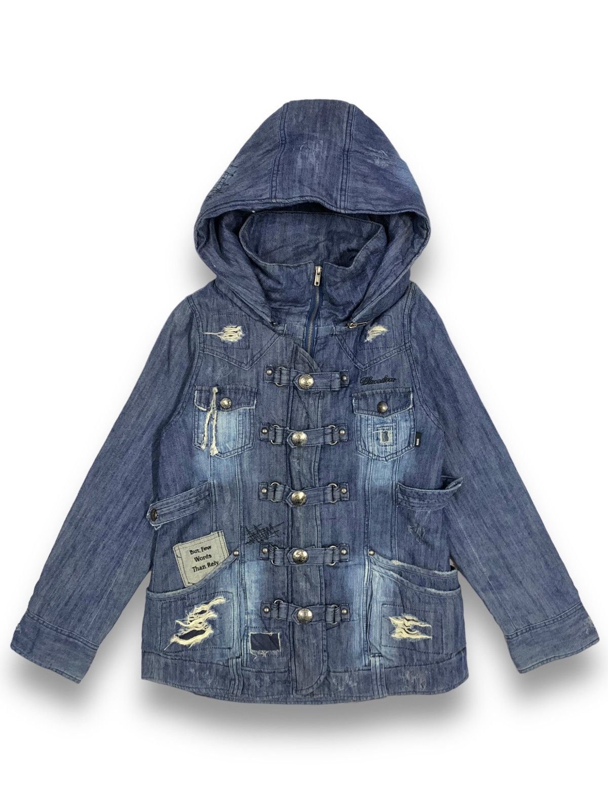 If Six Was Nine Japanese BACKS Faded Buckle Distressed Punk Denim Jacket Size US S / EU 44-46 / 1 - 1 Thumbnail