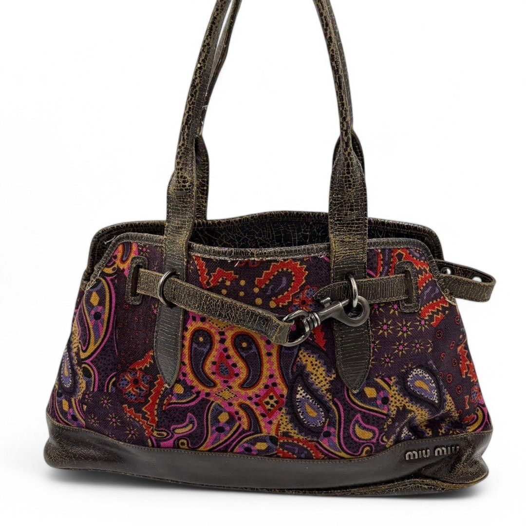Miu Miu Miu Miu - Red Paisley Vintage Shoulder Bag Handbag Leather Size ONE SIZE - 3 Thumbnail