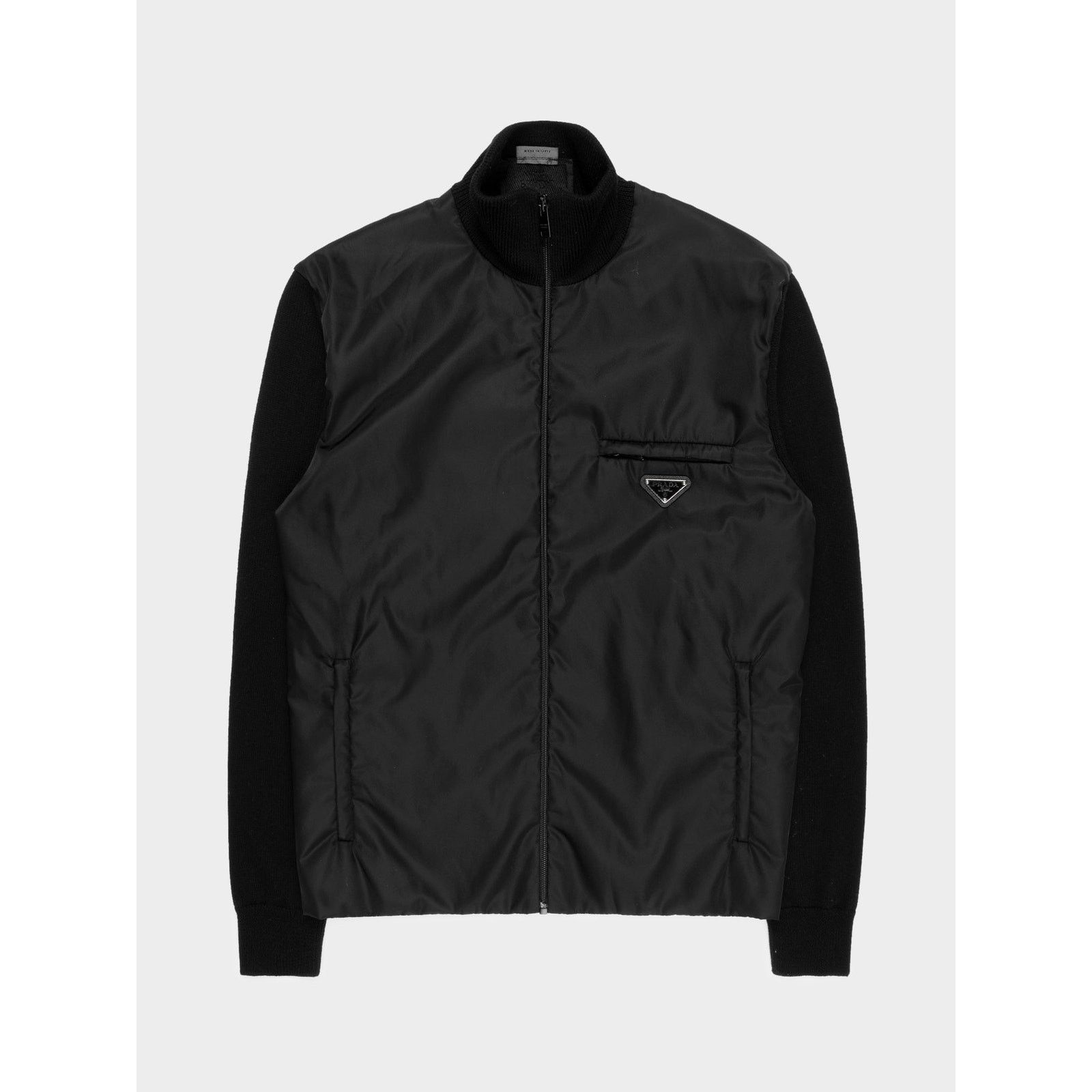 image of Prada Hybrid Bomber Jacket in Black, Men's (Size Small)