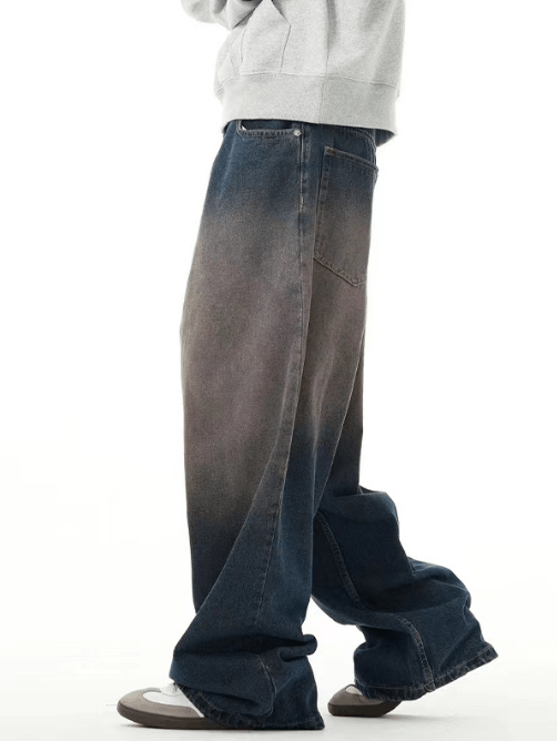 Japanese Brand × Jean Vintage washed distressed gradient wide-leg straight jeans Size US 32 / EU 48 - 3 Thumbnail