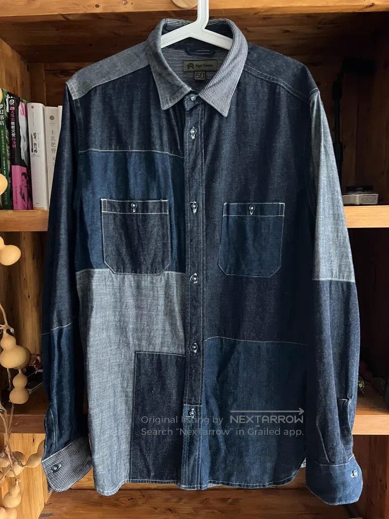 Nigel Cabourn Nigel Cabourn Blue dye patchwork work shirt Size US M / EU 48-50 / 2 - 1 Thumbnail