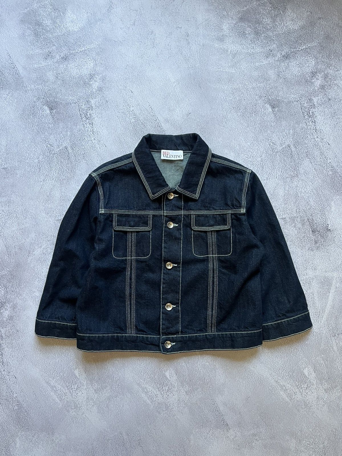 Designer × RED Valentino × Valentino RED Valentino Cropped Denim Jacket Women’s Size 46 Size L / US 10 / IT 46 - 1 Thumbnail