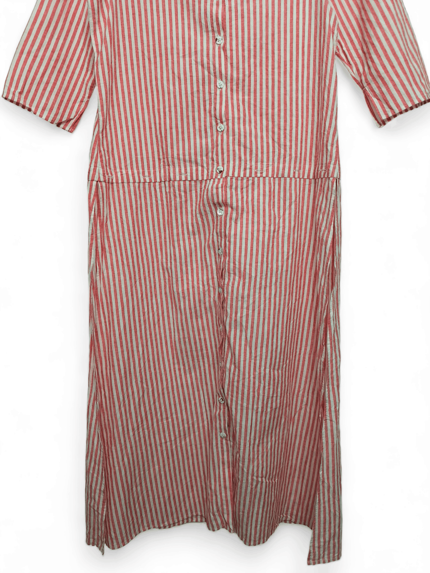 Kapital Kapital Pink Striped Womens Long Shirt Button Avant Garde Size XS / US 0-2 / IT 36-38 - 5 Thumbnail