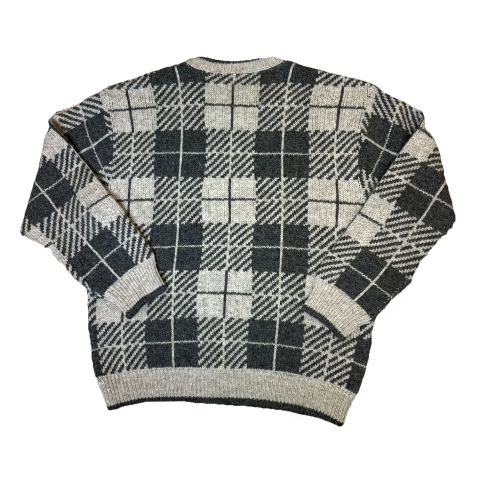 Vintage VINTAGE LL Bean Wool USA Crew Neck Plaid Sweater Mens Large Size US L / EU 52-54 / 3 - 4 Thumbnail