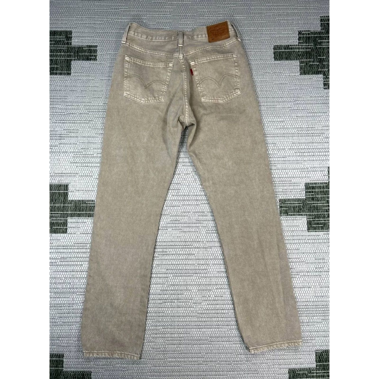 Levi's Levi'S 501 Jeans Womens 27 Beige Denim Classic Fit Acid Wash Logo Cotton 26x29 Size 27" / US 4 / IT 40 - 2 Thumbnail