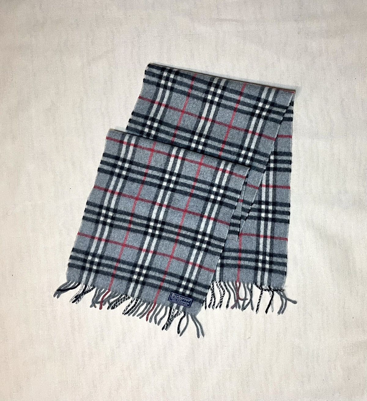 Burberry × Vintage Burberry London cashmere tartan gray scarf Size ONE SIZE - 4 Thumbnail