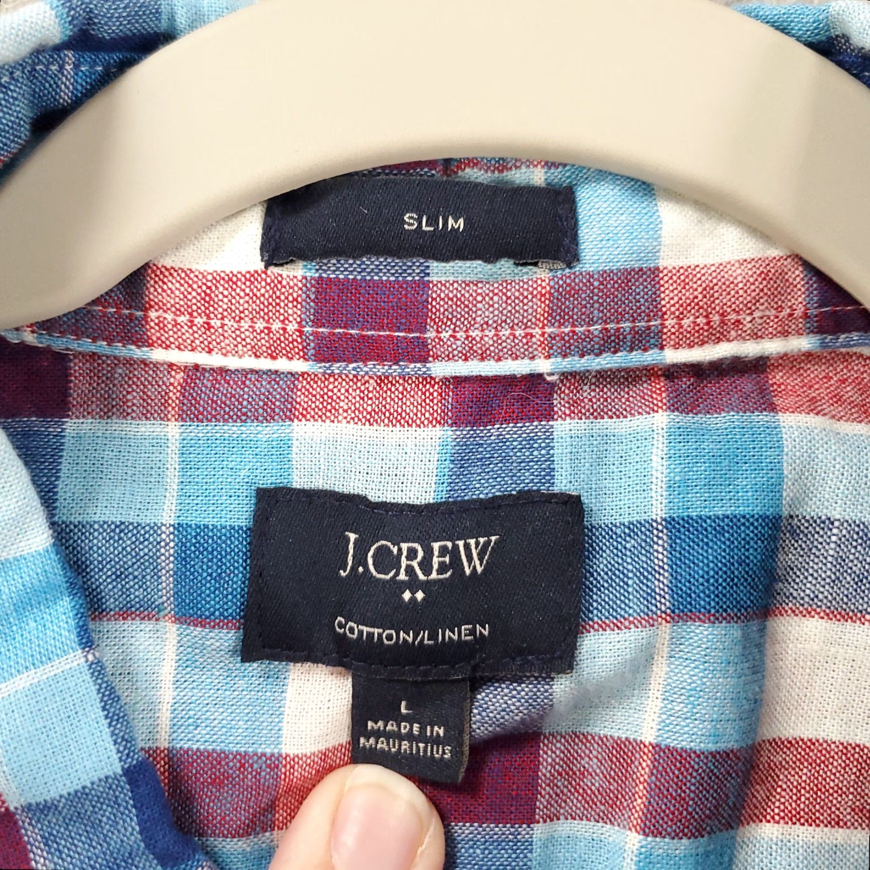J.Crew J.CREW Shirt Adult Large Multicolor Plaid Linen-Cotton Blend Button-Down Slim Fit Mens Classic Preppy Size US L / EU 52-54 / 3 - 7 Thumbnail