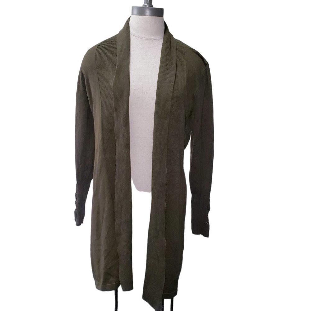 Magaschoni CT1374 Magaschoni Olive Green Ladies Open Cardigan L Size L / US 10 / IT 46 - 1 Thumbnail