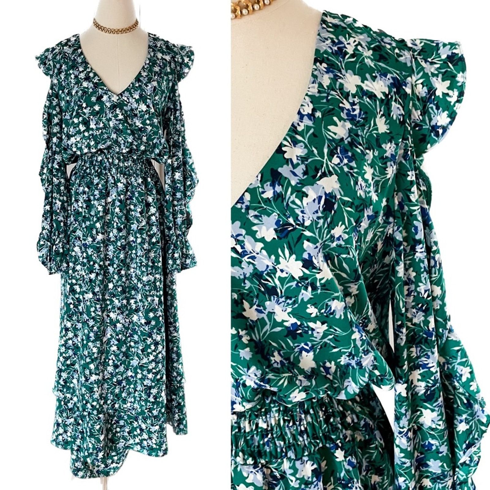 MISA Los Angeles MISA LA Floral Ruffle Cold Shoulder Tiered Maxi Dress M Size M / US 6-8 / IT 42-44 - 2 Thumbnail
