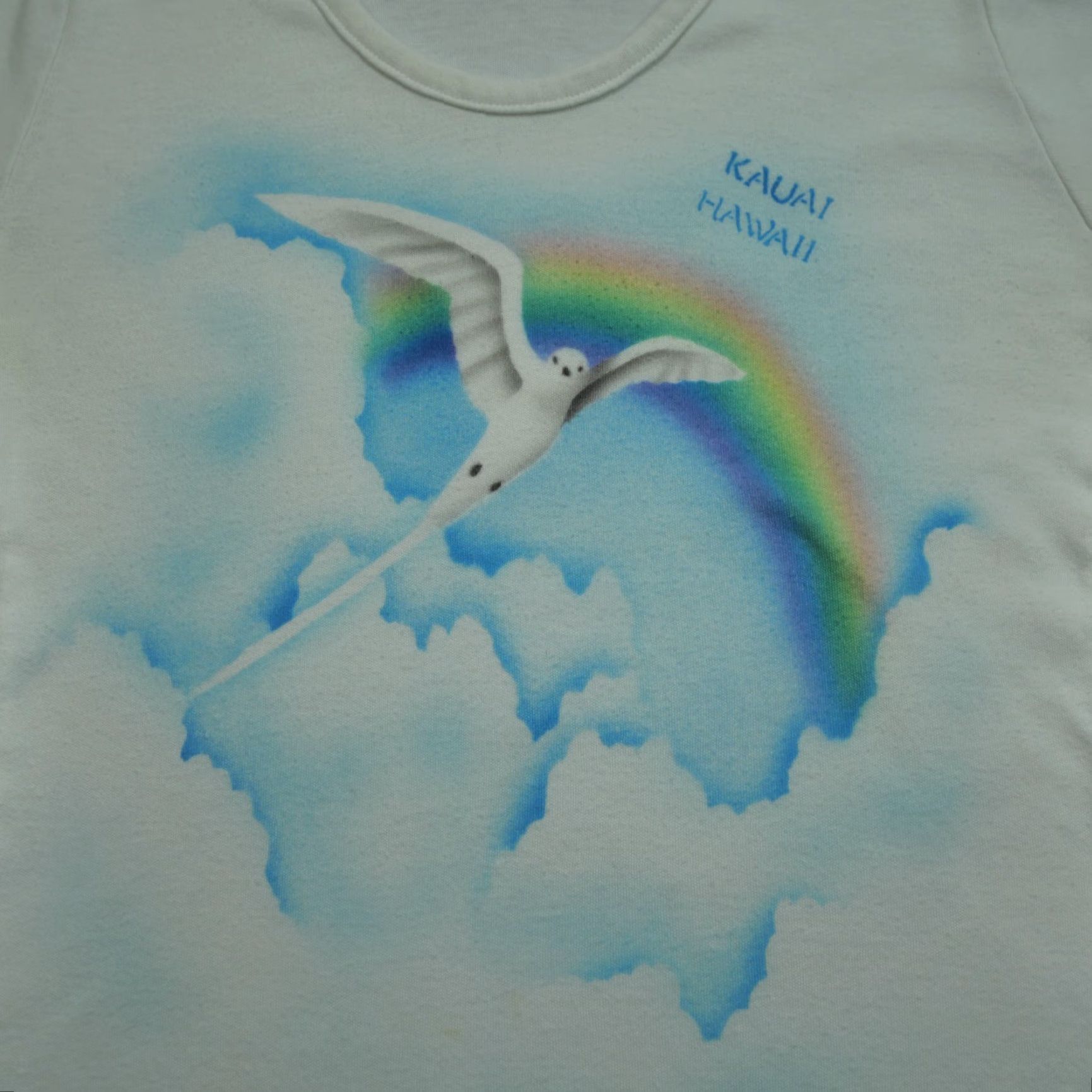 Rainbow VINTAGE Hawaii T Shirt Womens Medium White Rainbow Dove Kauai 70s Shirt Womens M White Rainbow Dove 70s Size M / US 6-8 / IT 42-44 - 2 Thumbnail