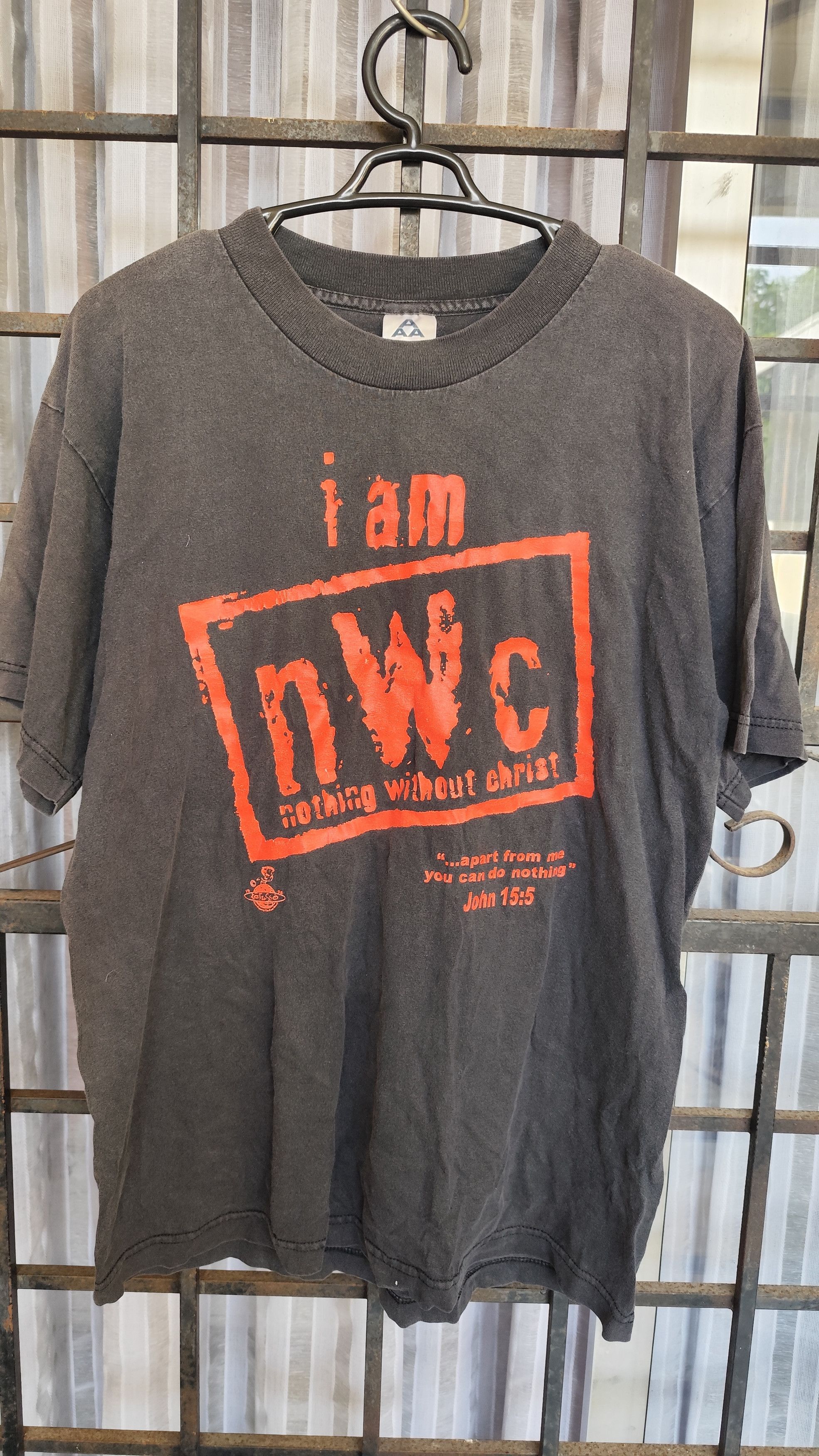 WWE VINTAGE WWE 1998 i am nWc nothing withou christ T SHIRT Size US L / EU 52-54 / 3 - 1 Thumbnail