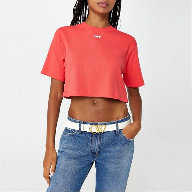 Off-White o1g2r1mq1224 Cropped T Shirt in Red Size M / US 6-8 / IT 42-44 - 3 Thumbnail