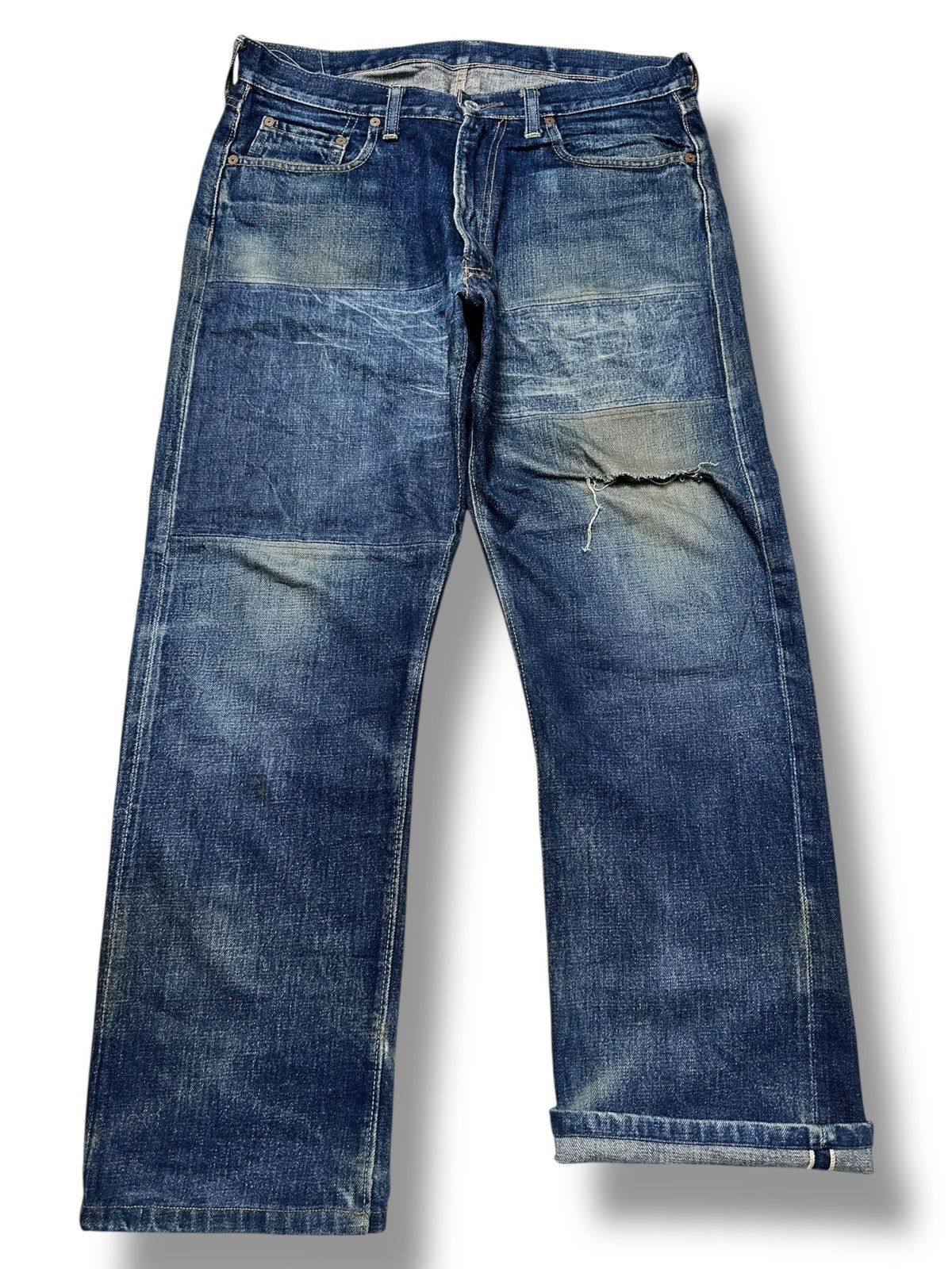 Denime Denime Vintage 80's Distressed Selvedge Baggy Faded Wash Size US 34 / EU 50 - 1 Thumbnail