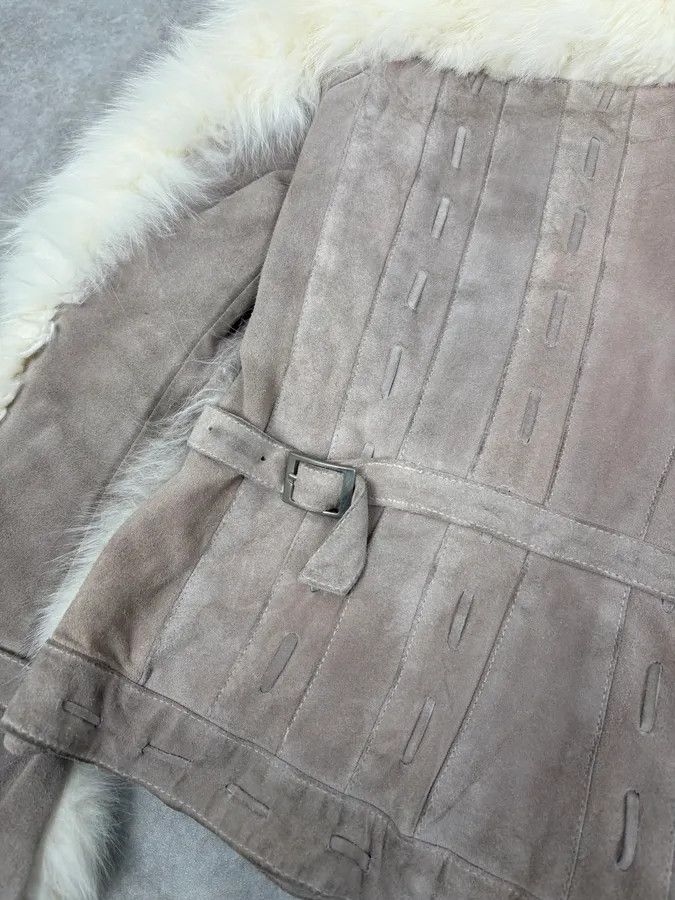 Roberto Cavalli AW2006 Cavalli White Fur Beige Leather Vest Size M / US 6-8 / IT 42-44 - 8 Thumbnail