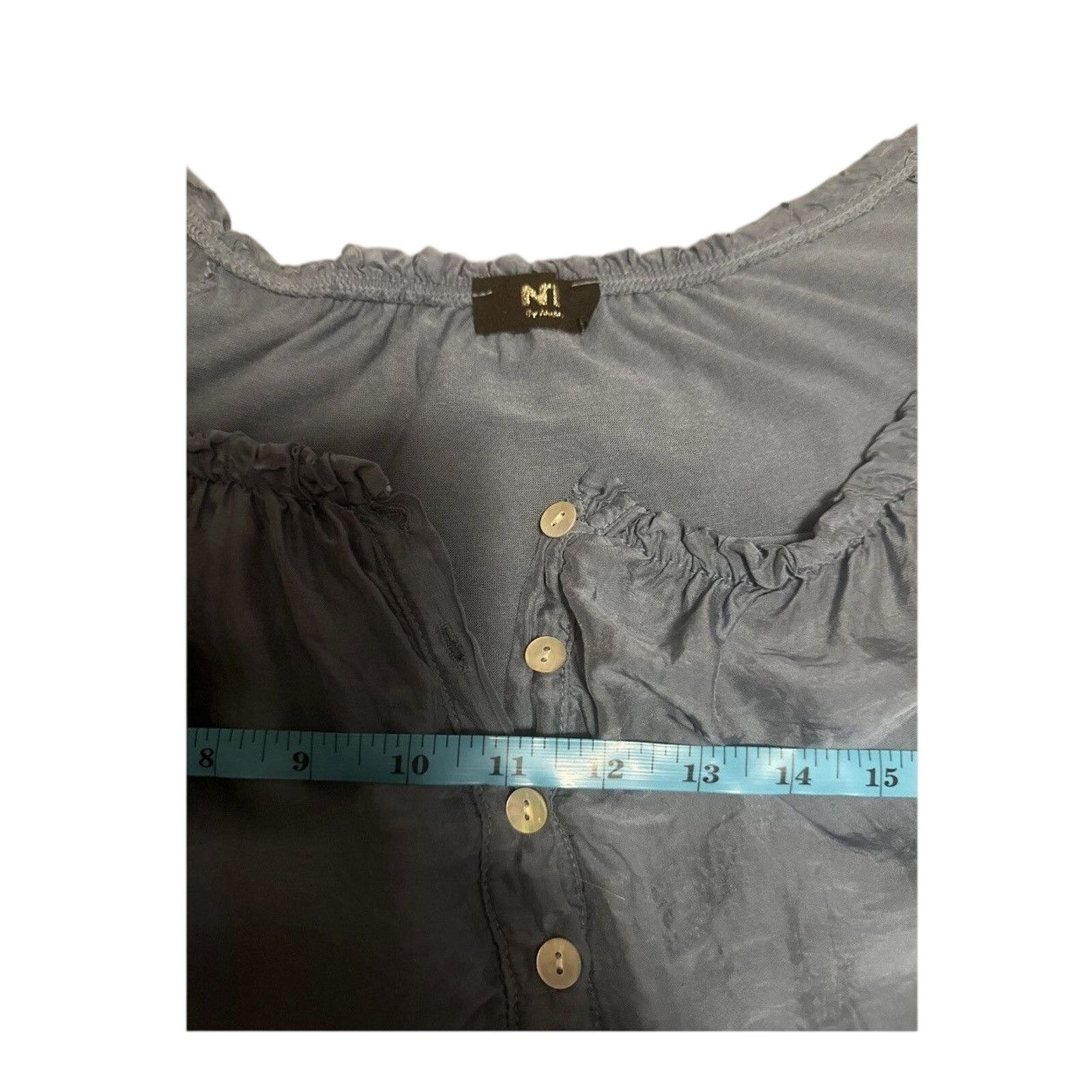 Other Blue Silk Long Sleeve Top with Pearlized Buttons Size L / US 10 / IT 46 - 7 Thumbnail