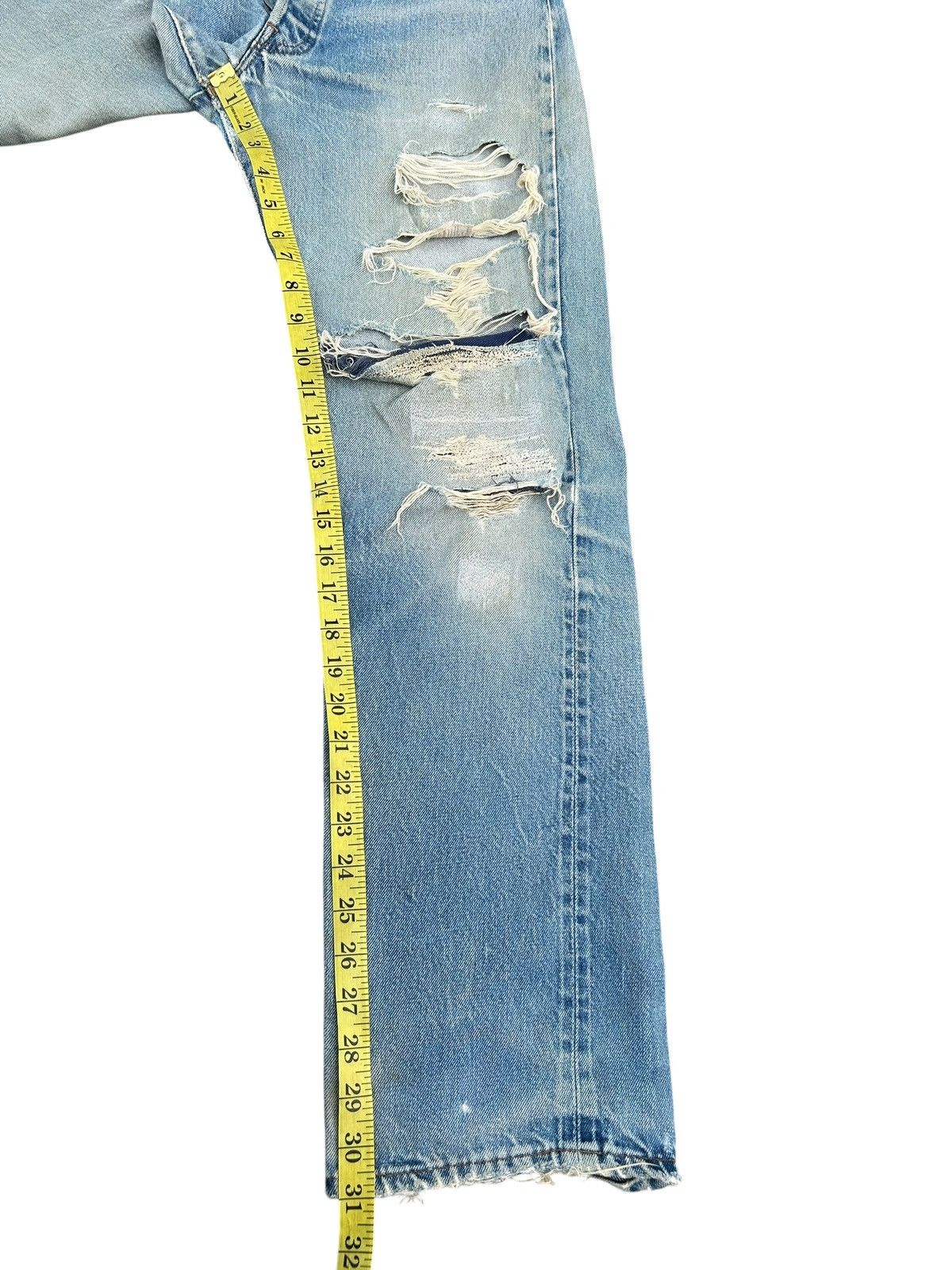 Levi's Vintage Clothing 80's THRASHED Levi's 555 Reconstructed Repair Denim Size US 30 / EU 46 - 23 Thumbnail