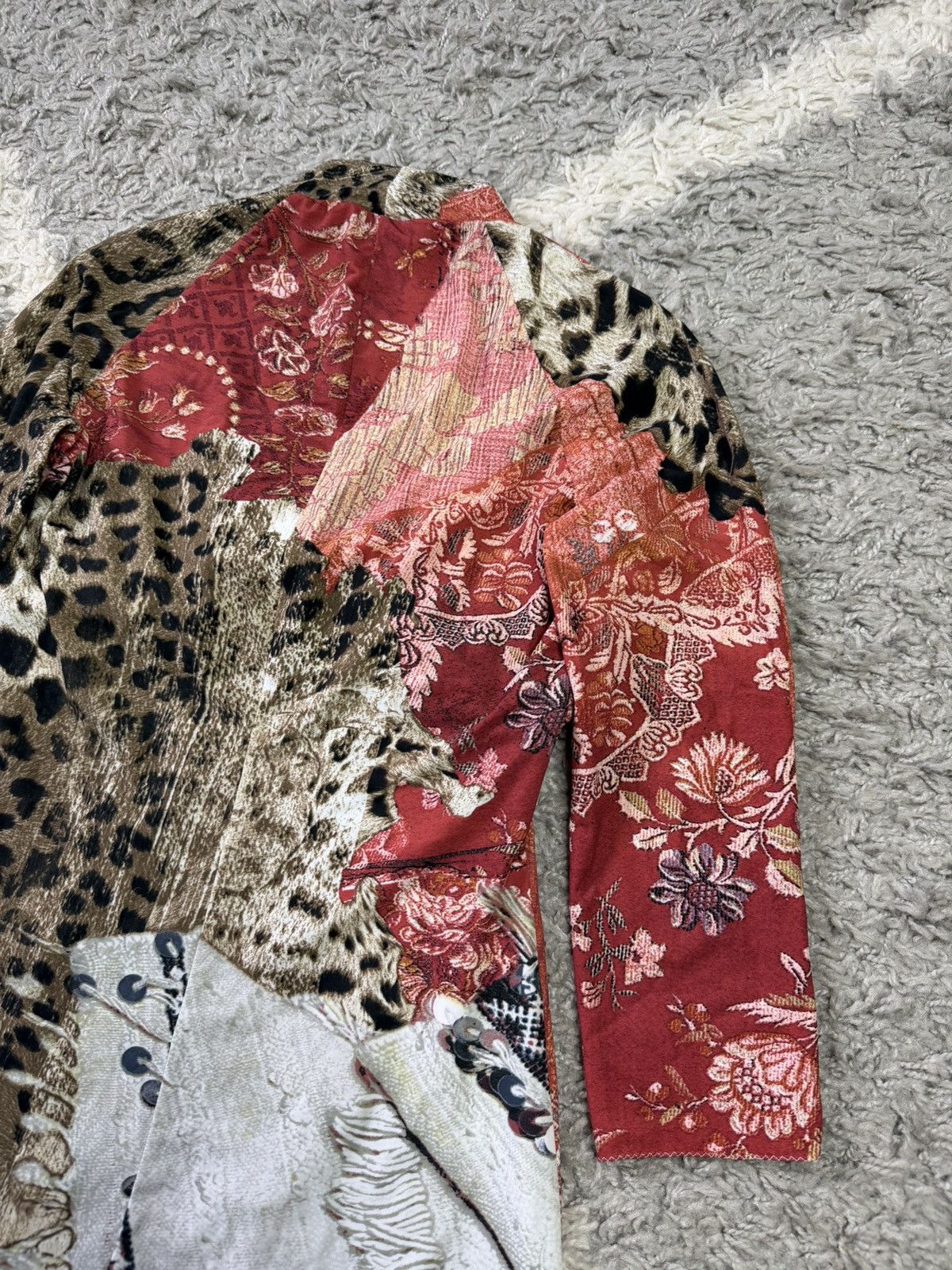Roberto Cavalli Rare 2003 Roberto Cavalli Leopard & Floral Print Mini Dress Size M / US 6-8 / IT 42-44 - 6 Thumbnail