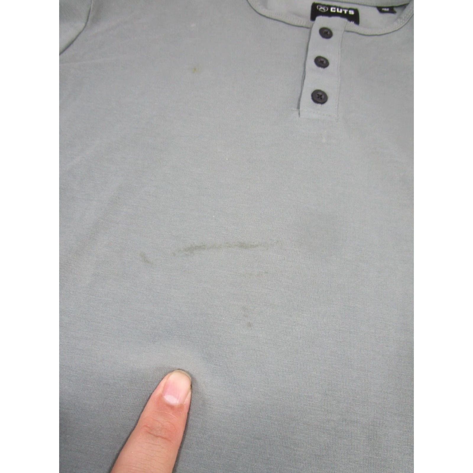 Cuts Cuts Mens Long Sleeve Henley Shirt - Gray - M - Jersey Polycotton - Vintage/Workwear Style? (assume Regular) Size US M / EU 48-50 / 2 - 4 Thumbnail