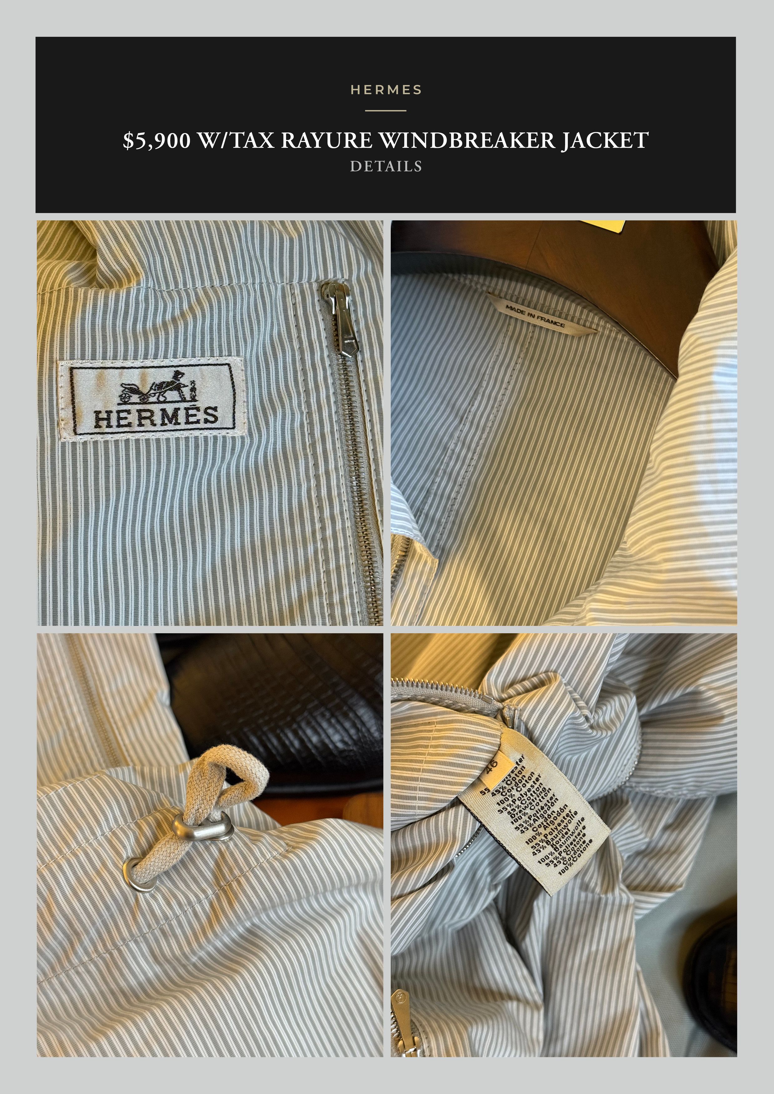 Hermes Coveted Rare New $5,900 w/tax HERMES “Rayure” Windbreaker Size US M / EU 48-50 / 2 - 23 Thumbnail