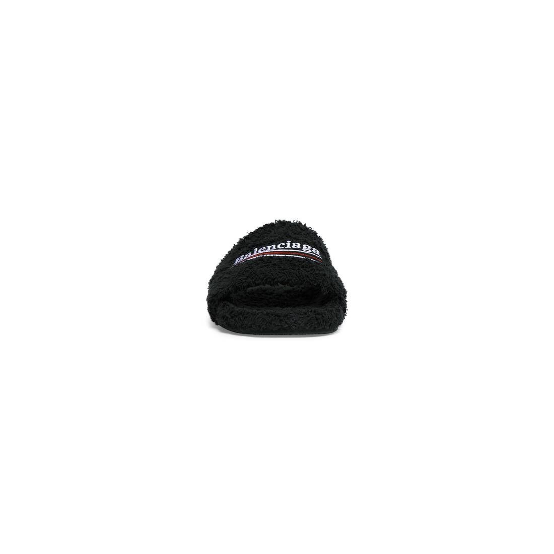 Balenciaga o1in1g1124 Furry Slide Sandals In Soft Towel in Black Size US 5 / IT 35 - 3 Thumbnail