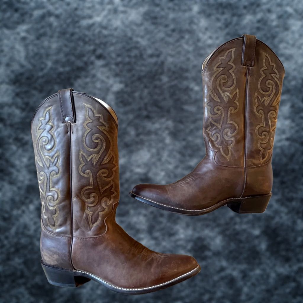 Justin Boots Justin Boots Men's Brown Leather Cowboy Boots - Size 12D Apache Size US 12 / EU 45 - 1 Thumbnail