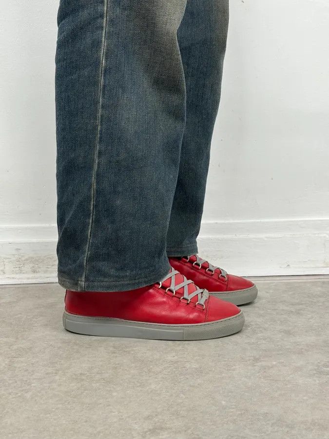 Balenciaga Balenciaga Red & Grey Arena High Sneakers Size US 7.5 / EU 40-41 - 3 Thumbnail