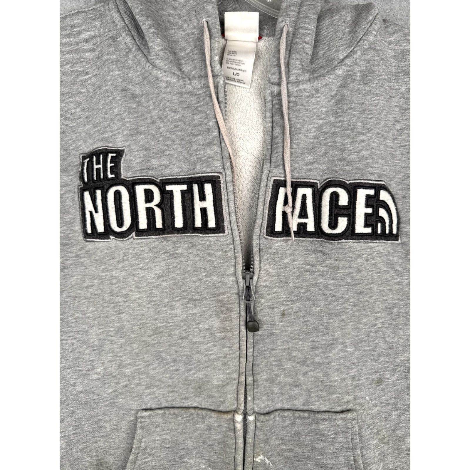 The North Face The North Face Jacket Mens L Gray Fleece Hooded Short Sleeve Full Zip Varsity Logo Pocket Size US 33 - 6 Thumbnail