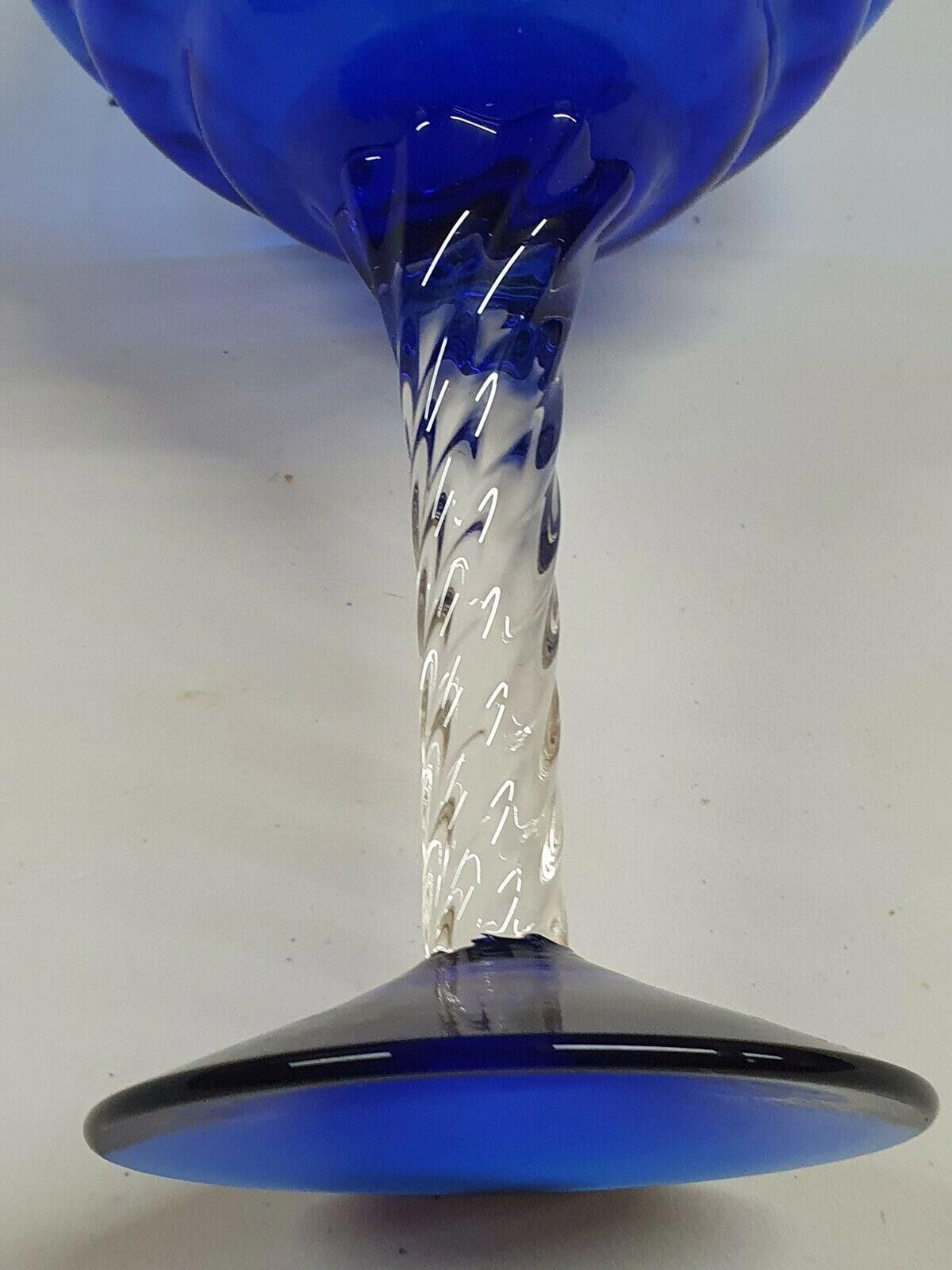 Poeme Bohemien Bohemia Vintage Extra Large Blue Crystal Brandy Glass 9 2/3" Size ONE SIZE - 5 Thumbnail