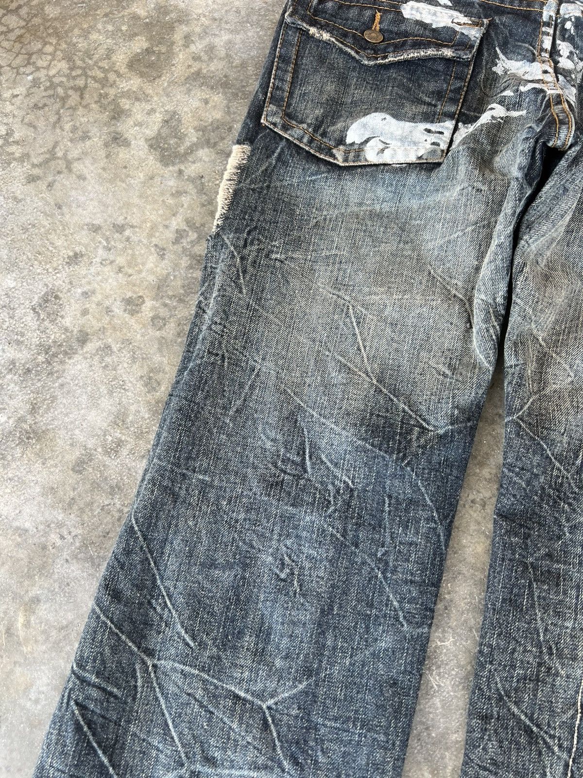 Japanese Brand K.U.I BONES DISTRESSED CLAW JEANS VERY RARE Size US 33 - 13 Thumbnail