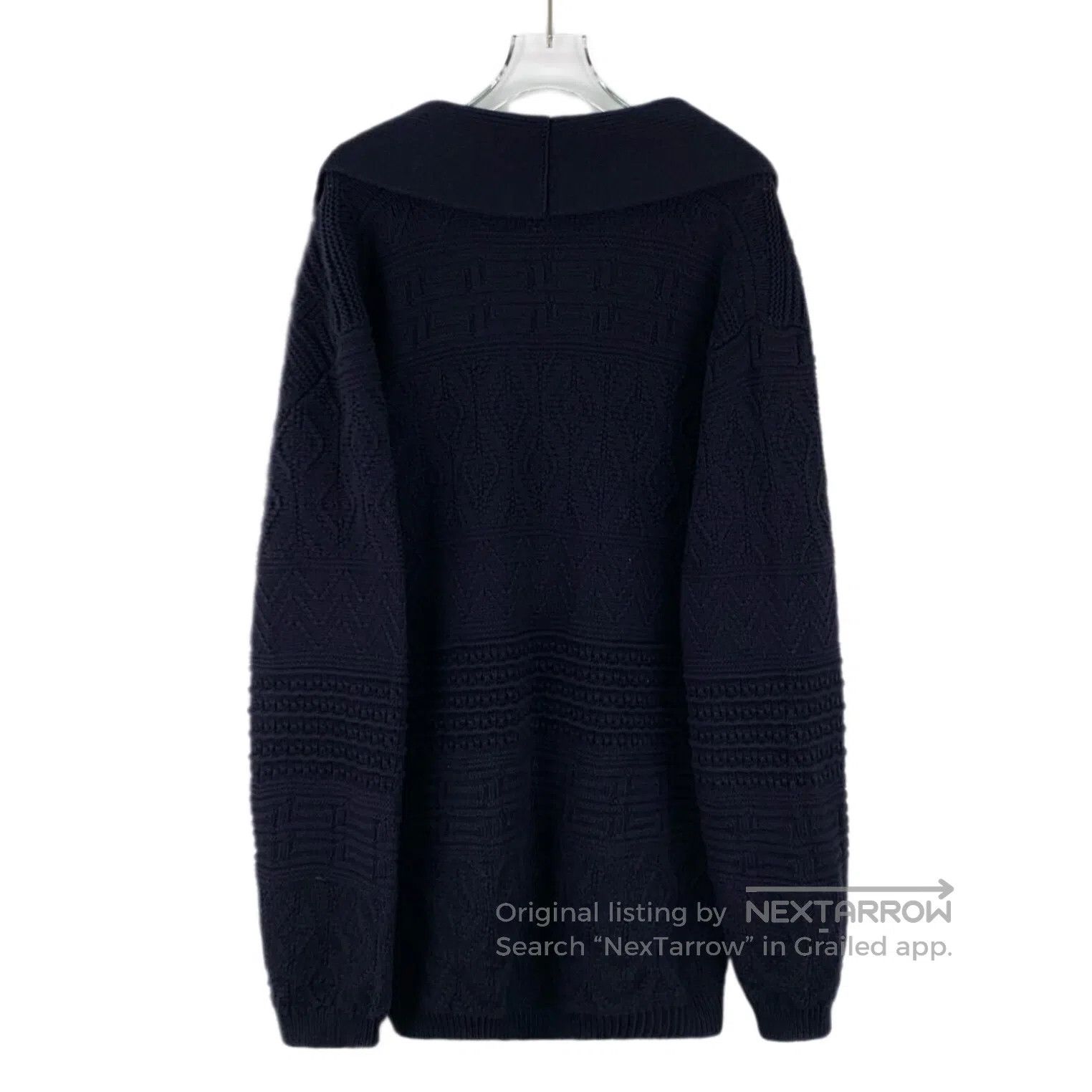 Brunello Cucinelli Brunello Cucinelli Dark Blue Jacquard Cotton Collar Single Size US L / EU 52-54 / 3 - 2 Thumbnail