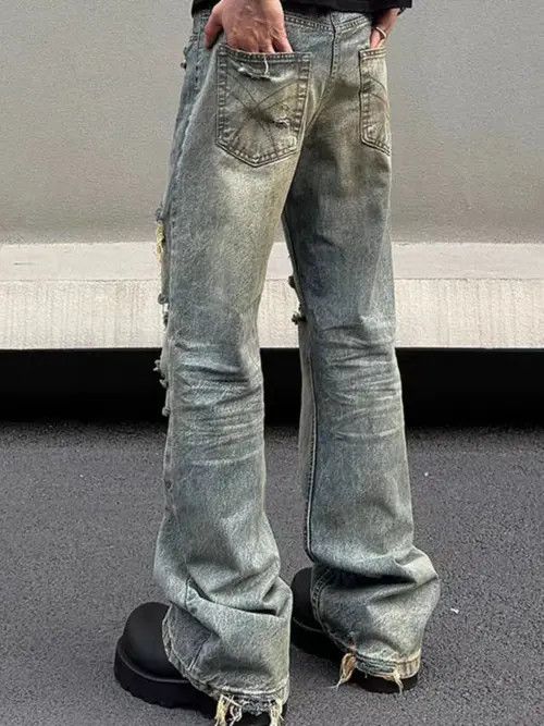 Jean Washed and ripped street hip-hop baggy jeans Size US 31 - 7 Thumbnail