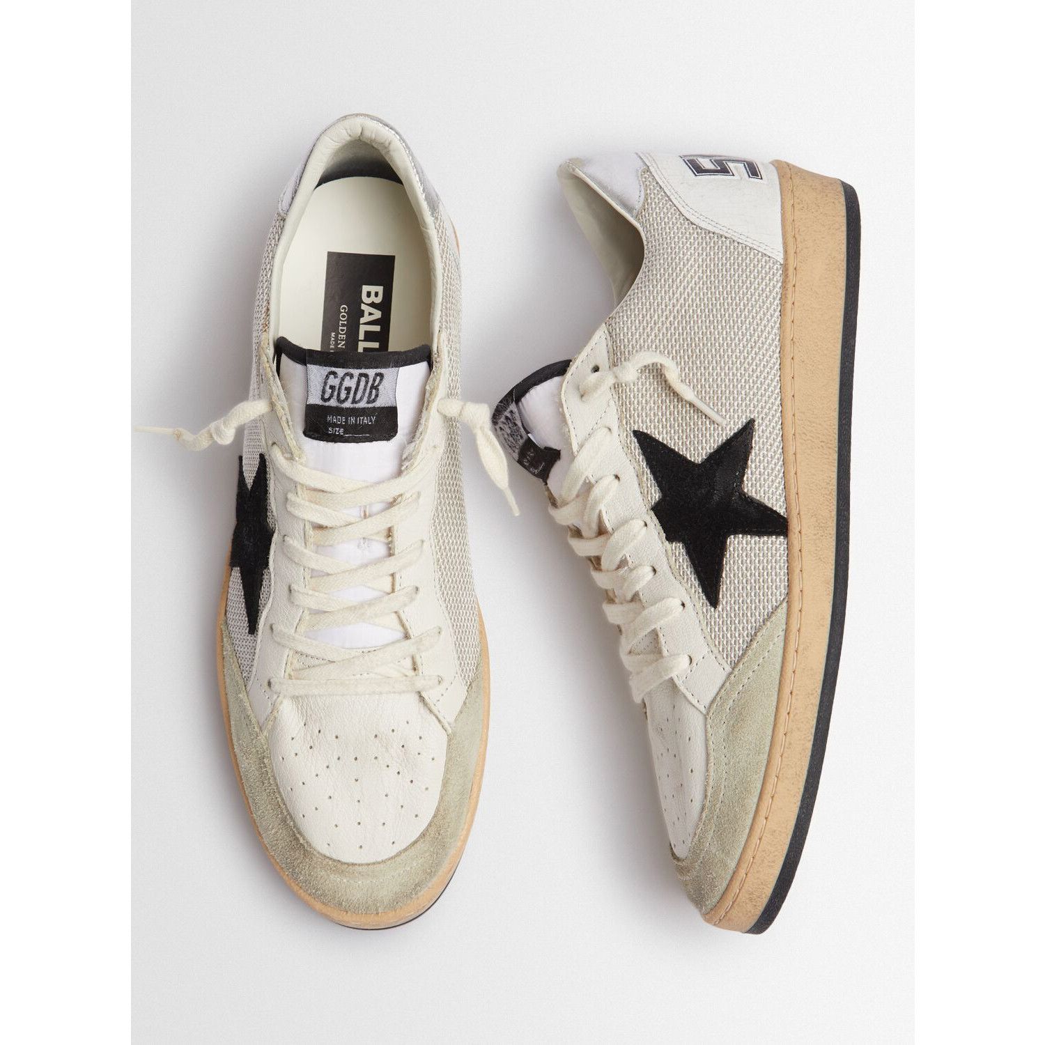 GOLDEN GOOSE Ball Star Men's White/Silver Low Top Sneakers N