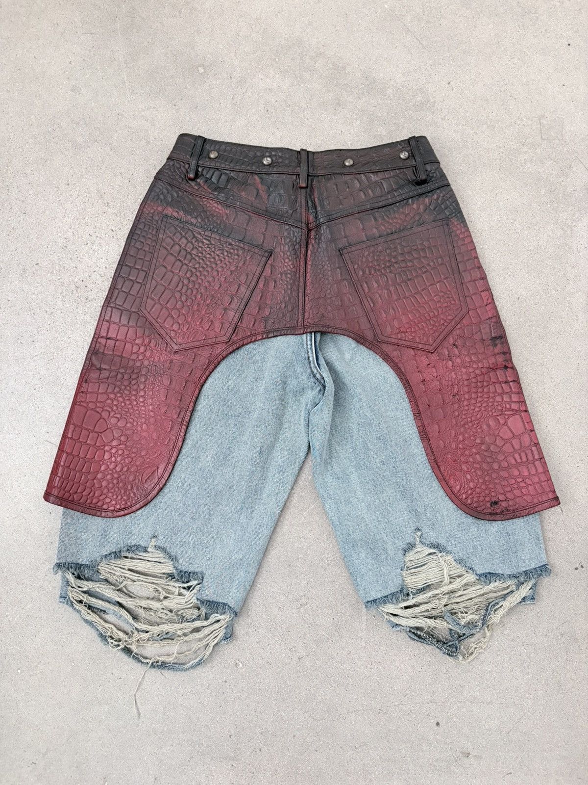 Fila × Thug Club dragon leather denim mix short Size US 30 / EU 46 - 7 Thumbnail