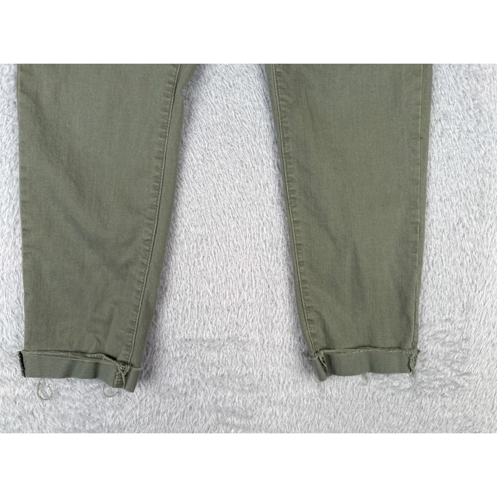 Denime SO Jeans Pants Women Regular 30x24 Green Denim Mid Crop Tapered 5-Pocket Design Cotton Blend Jeans City Womens Size 34" / US 12 / IT 48 - 2 Thumbnail