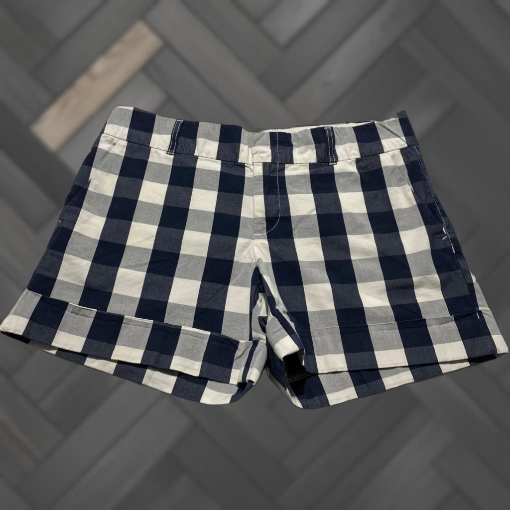 Tommy Hilfiger Tommy Hilfiger Womens Chino Shorts Navy Blue White Gingham Check 8 Cuffed Shirt/Shorts Size 30" / US 8 / IT 44 - 1 Thumbnail