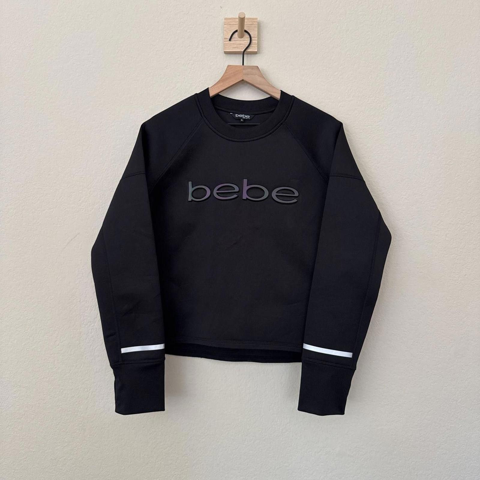 United Colors Of Benetton BEBE Womens Long Sleeve Crew Neck Neoprene Black Sweatshirt Size XL / US 12-14 / IT 48-50 - 1 Thumbnail