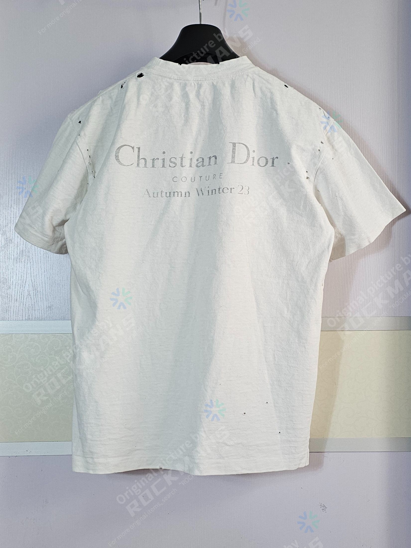 Dior DIOR FW23 Logo Print Distressed Casual OS T-Shirt Size M Size US M / EU 48-50 / 2 - 3 Thumbnail