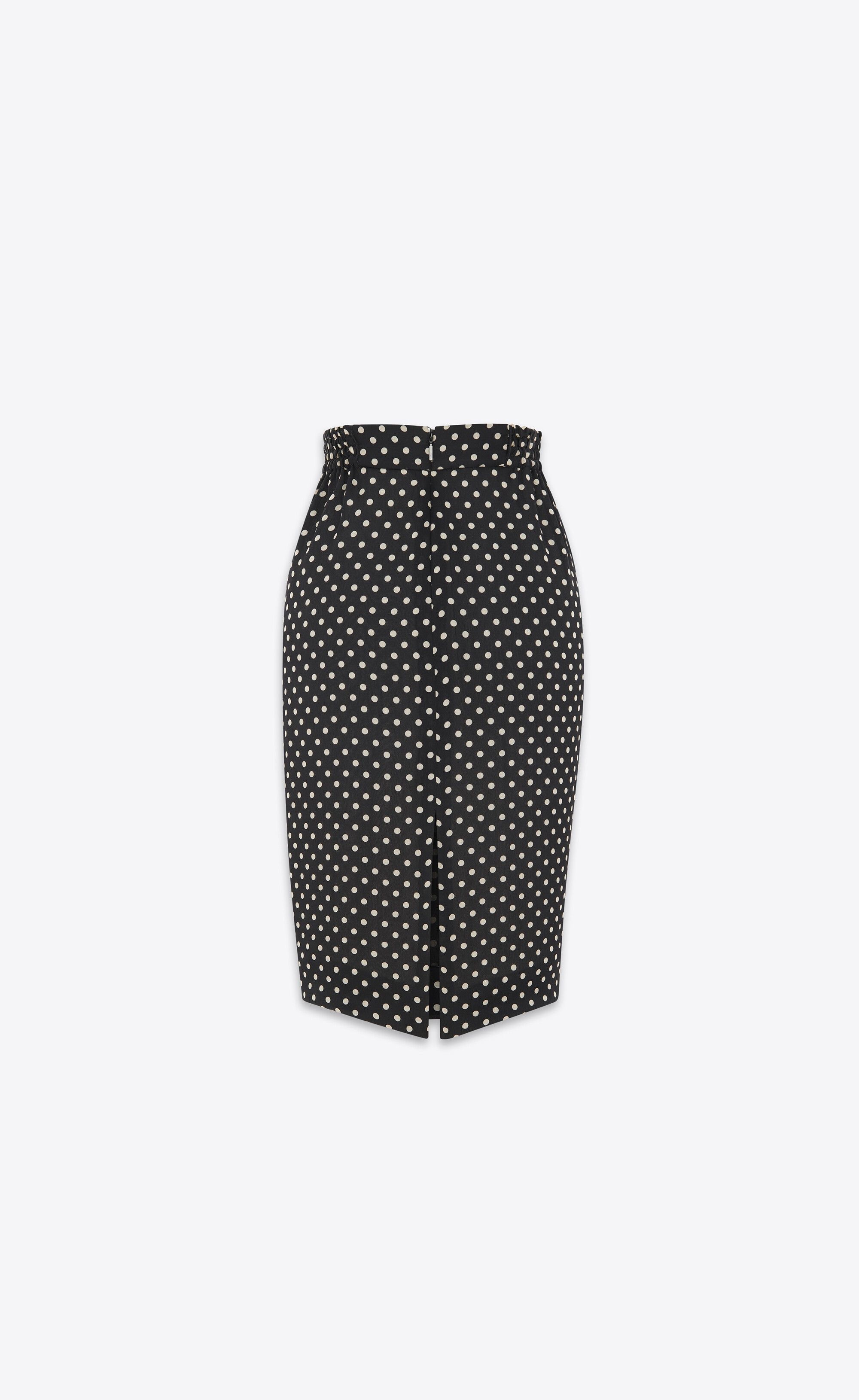 Saint Laurent Paris o1b1hav110525 777267 Pencil Skirt in Dotted Silk Charmeuse Size 26" / US 2 / IT 38 - 2 Thumbnail