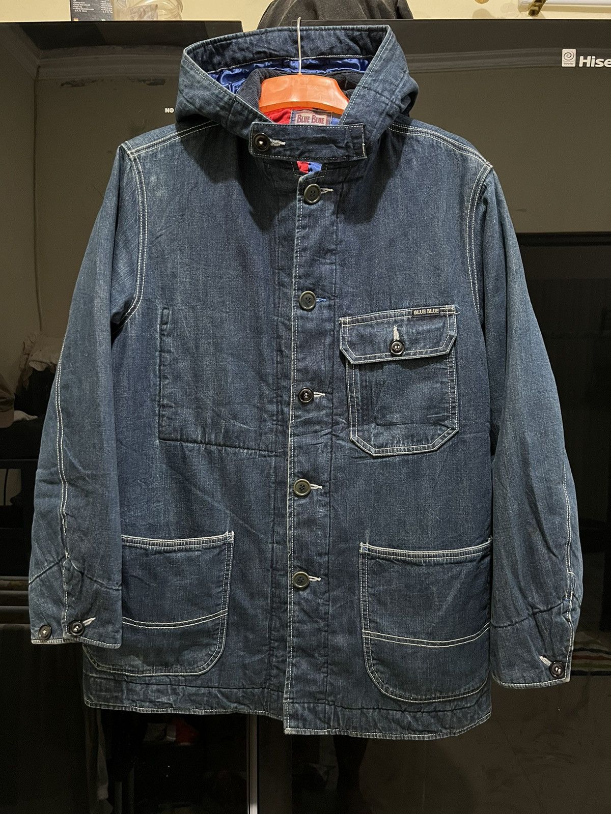 Blue Blue Japan Blue Blue japan Padded Denim Chore Jacket With Hoodie Size US M / EU 48-50 / 2 - 1 Thumbnail